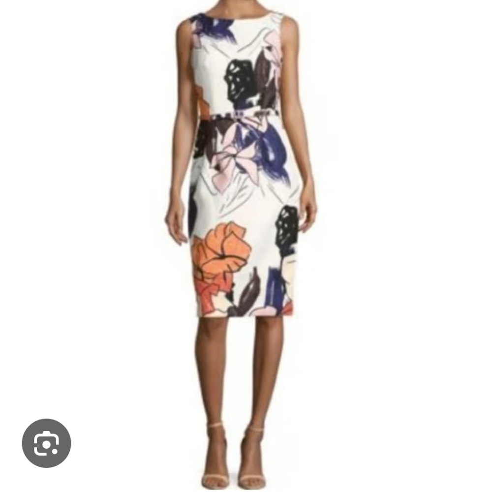 David Meister belted open back dress size 8